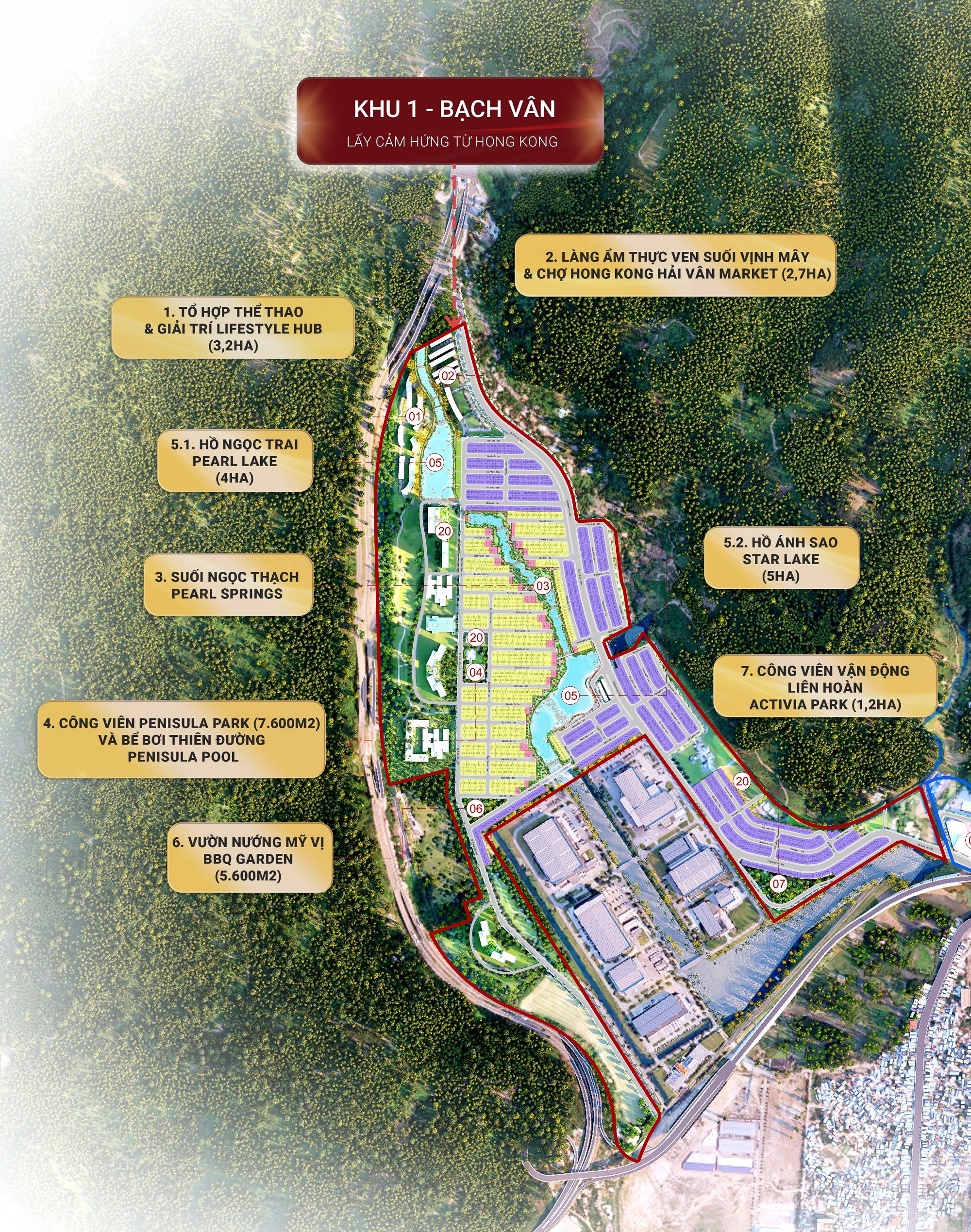 Mặt bằng phân khu 1 Bạch Vân Vinhomes Làng Vân